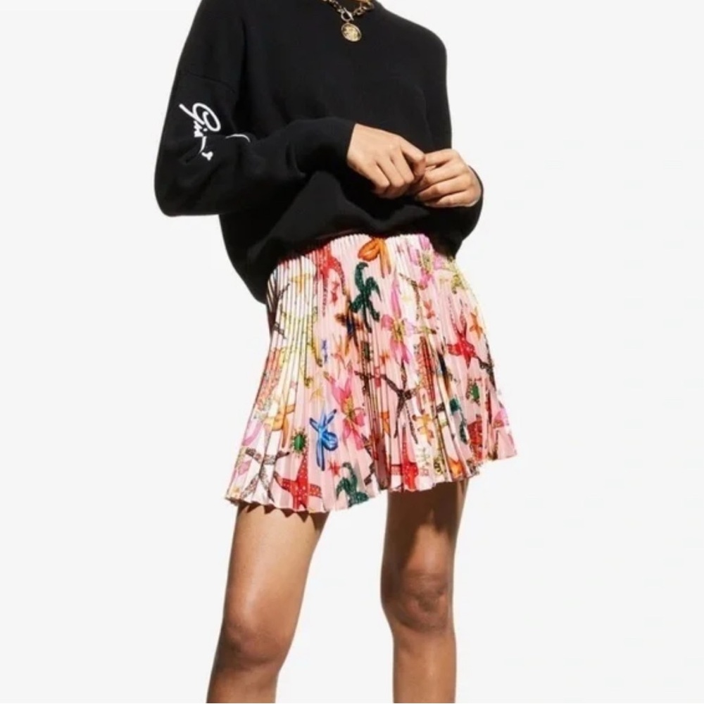 Versace Trésor de la Mer floral pleated skirt